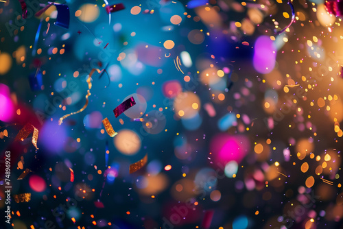 Colorful confetti against a colorful glitter background.