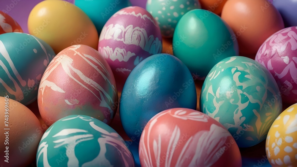 Easter painted eggs on a watercolor background Easter painted eggs on a watercolor background
