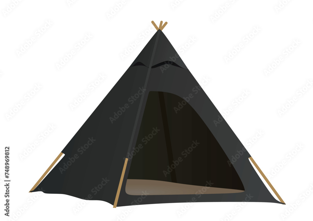 Black camping tent. vector illustration