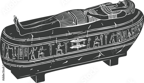 Silhouette ancient egypt sarcophagus black color only