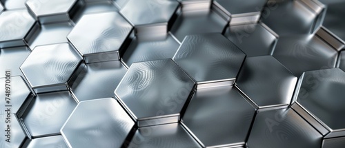 Silver Hexagonal Structure on Silver Background