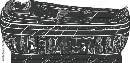 Silhouette ancient egypt sarcophagus black color only