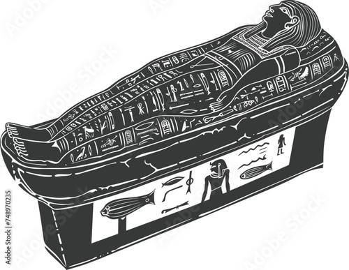 Silhouette ancient egypt sarcophagus black color only