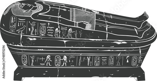 Silhouette ancient egypt sarcophagus black color only
