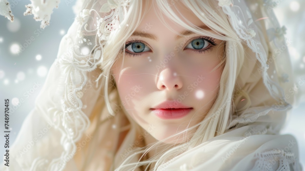 Blonde in White Robe
