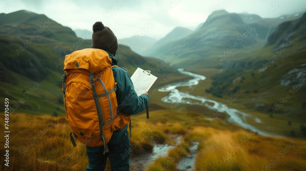 Hiker Planning Route Hiker Planning Route