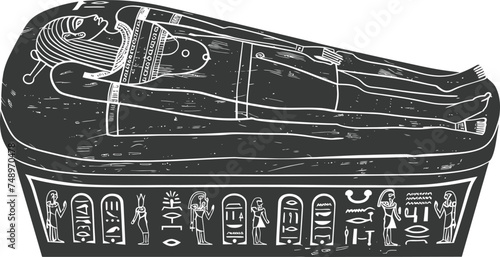 Silhouette ancient egypt sarcophagus black color only