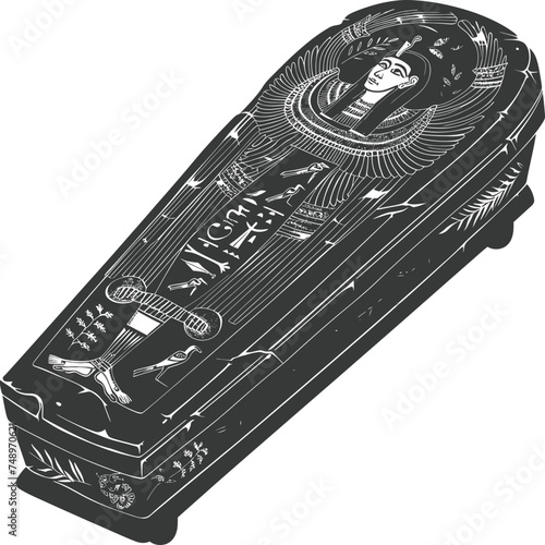 Silhouette ancient egypt sarcophagus black color only