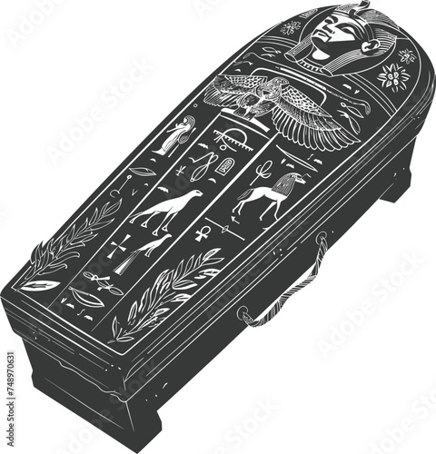 Silhouette ancient egypt sarcophagus black color only