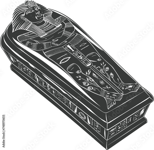 Silhouette ancient egypt sarcophagus black color only