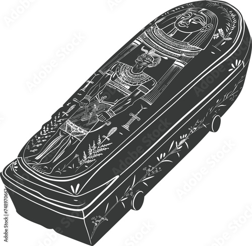Silhouette ancient egypt sarcophagus black color only