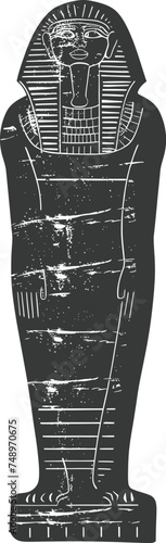 Silhouette ancient egypt sarcophagus black color only