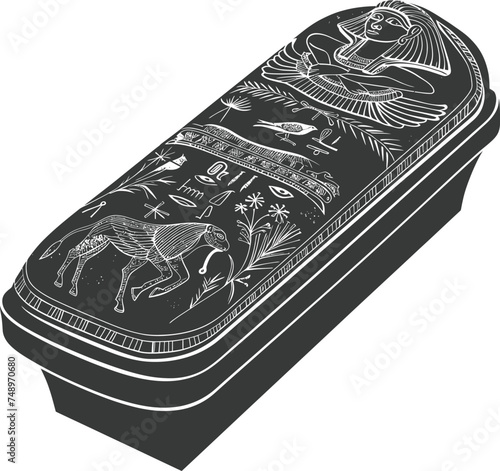 Silhouette ancient egypt sarcophagus black color only