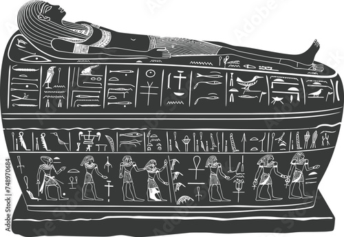 Silhouette ancient egypt sarcophagus black color only
