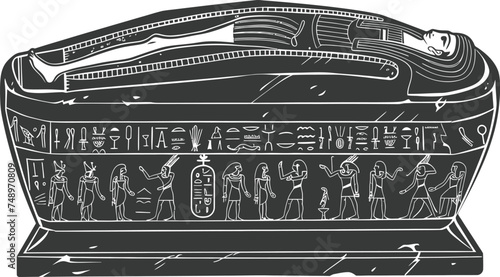 Silhouette ancient egypt sarcophagus black color only