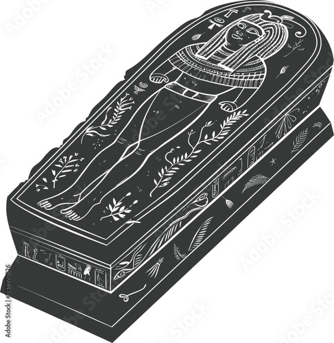 Silhouette ancient egypt sarcophagus black color only