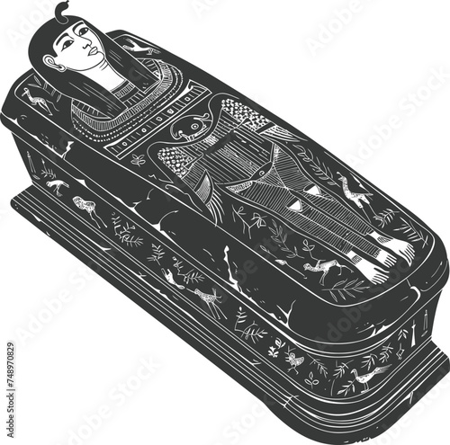 Silhouette ancient egypt sarcophagus black color only