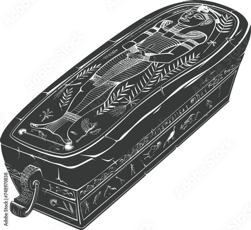 Silhouette ancient egypt sarcophagus black color only
