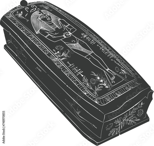 Silhouette ancient egypt sarcophagus black color only