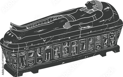 Silhouette ancient egypt sarcophagus black color only