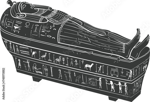 Silhouette ancient egypt sarcophagus black color only