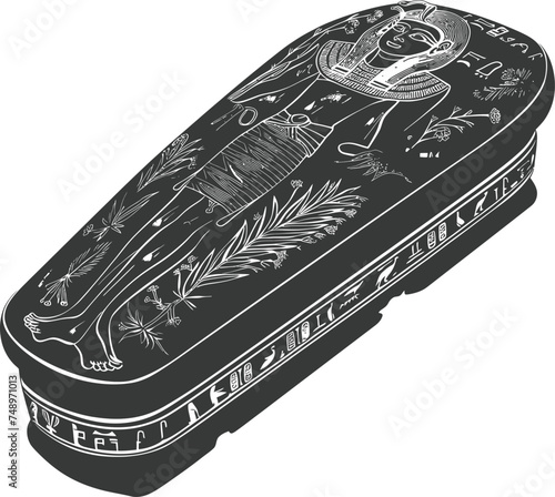 Silhouette ancient egypt sarcophagus black color only