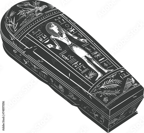 Silhouette ancient egypt sarcophagus black color only