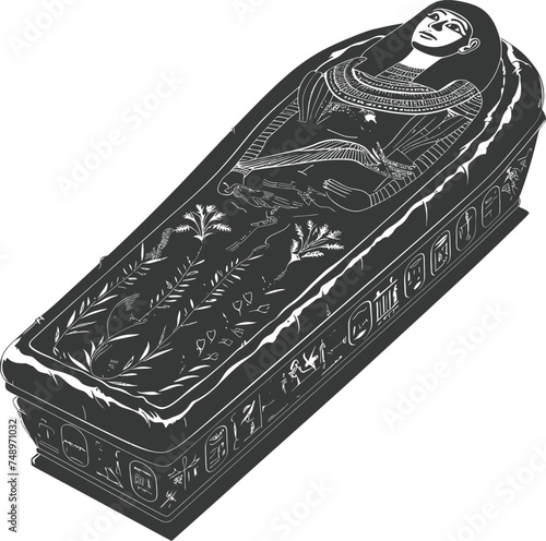 Silhouette ancient egypt sarcophagus black color only