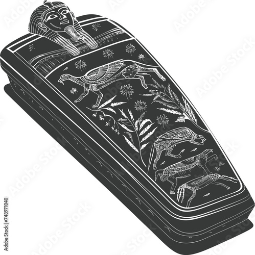 Silhouette ancient egypt sarcophagus black color only