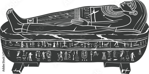 Silhouette ancient egypt sarcophagus black color only