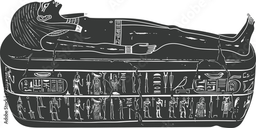Silhouette ancient egypt sarcophagus black color only