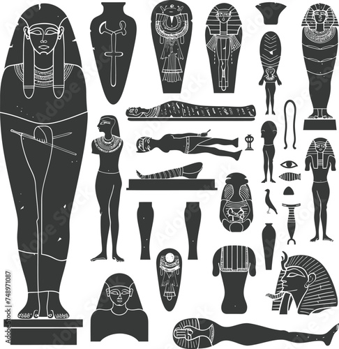Silhouette ancient egypt sarcophagus black color only