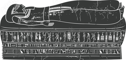 Silhouette ancient egypt sarcophagus black color only