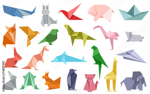 Animal origami vector. Origami japanese animal set. Modern hobby. Vector illustration EPS10