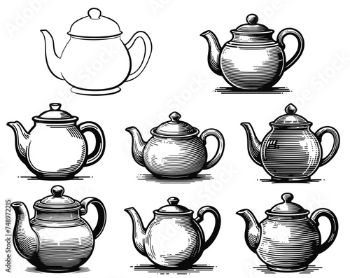Variety of Teapot Illustrations