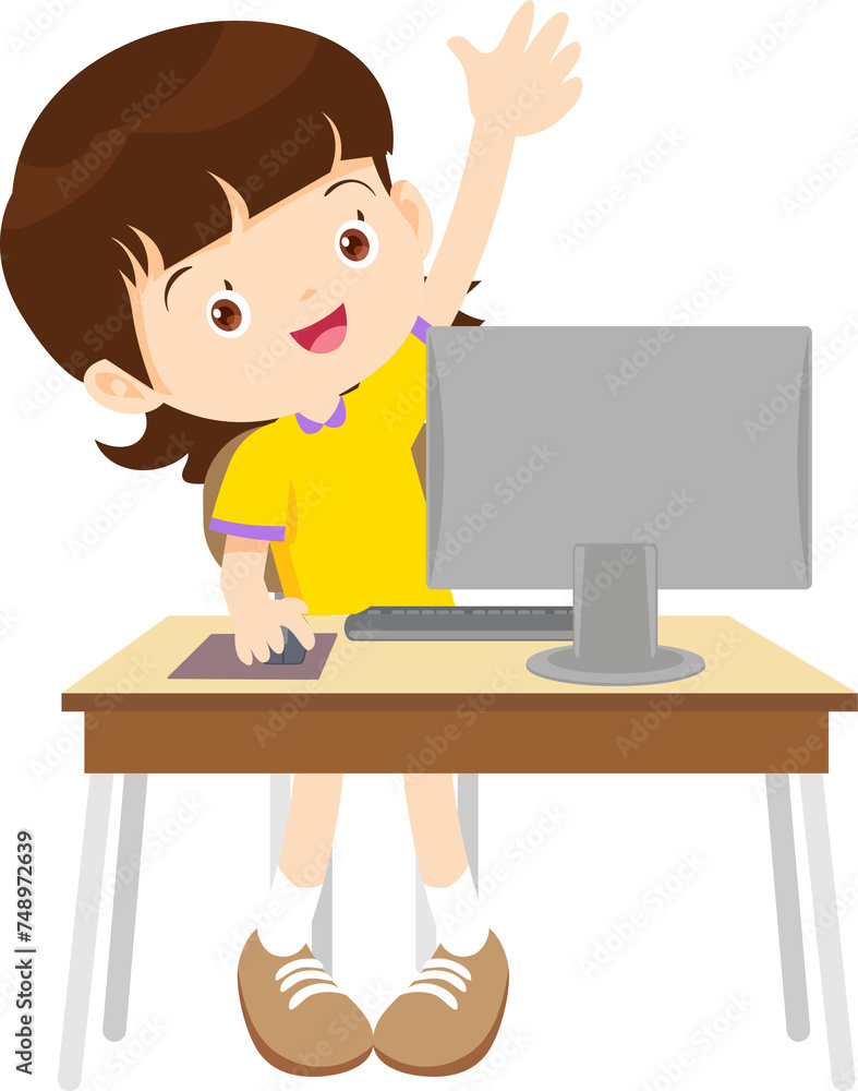 children using computer on desk children using computer on desk