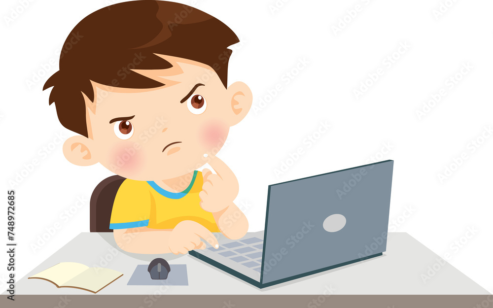 cute child sitting use computer to study cute child sitting use computer to study