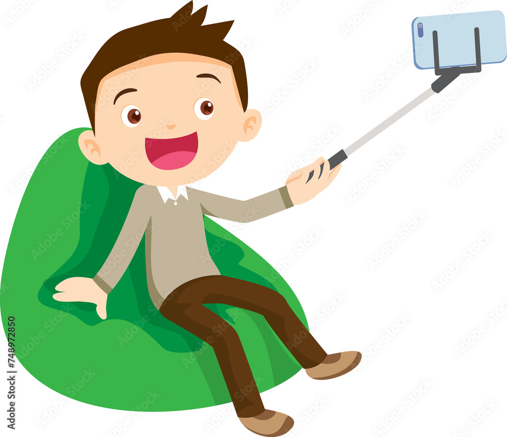 child use digital device sitting on beanbag child use digital device sitting on beanbag