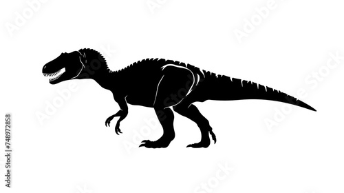 Minimalist Dinosaur Silhouette  A Flat Illustration Featuring a velociraptor Walking  Presented in Black on a Transparent PNG  Set Against a White Background.