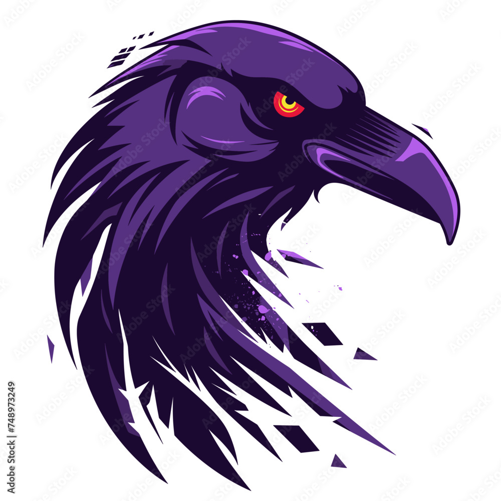 Fototapeta premium Bird dark raven esport vector logotype, logo raven, icon raven, sticker raven, symbol raven, emblem raven