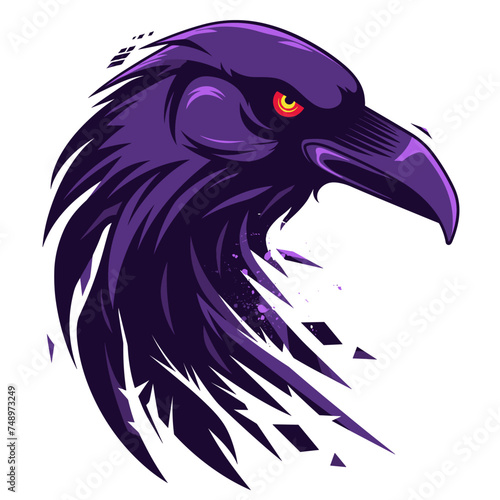 Bird dark raven esport vector logotype, logo raven, icon raven, sticker raven, symbol raven, emblem raven