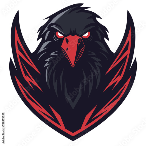 Bird dark raven esport vector logotype, logo raven, icon raven, sticker raven, symbol raven, emblem raven
