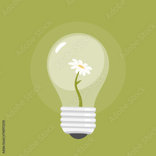 flower growing inside lightbulb ecologic
