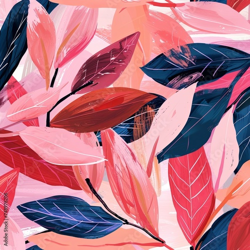 Pink leaf brushstroke shapes photo