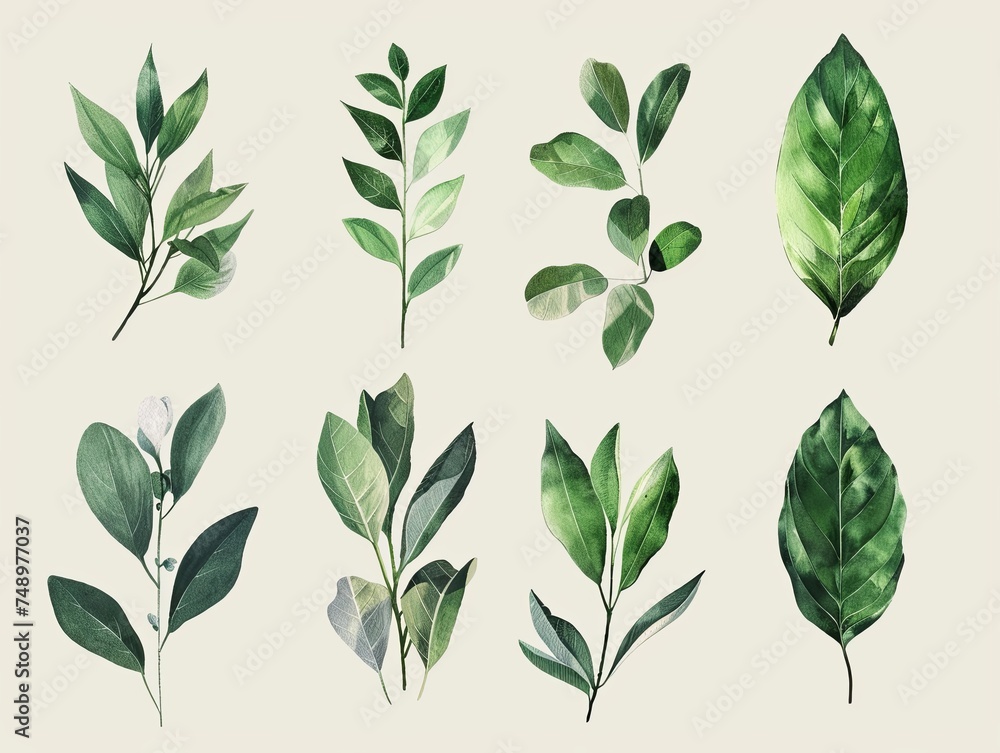 Plant leaf brushstroke shapes Plant leaf brushstroke shapes