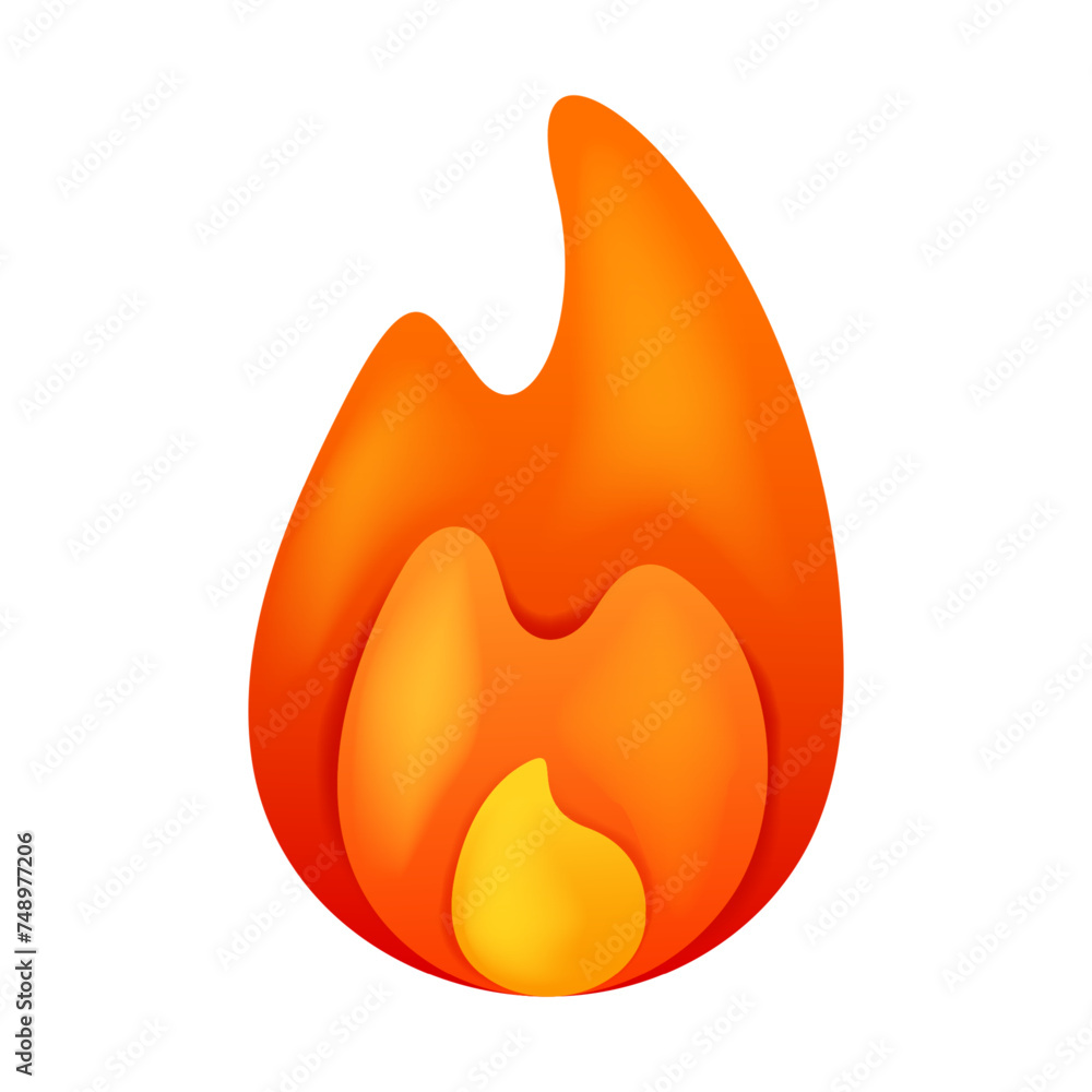 Fire flame 3d vector. Cartoon 3d isolated vector illustration Fire flame 3d vector. Cartoon 3d isolated vector illustration