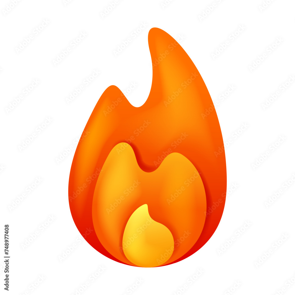 Fire flame 3d vector. Cartoon 3d isolated vector illustration Fire flame 3d vector. Cartoon 3d isolated vector illustration