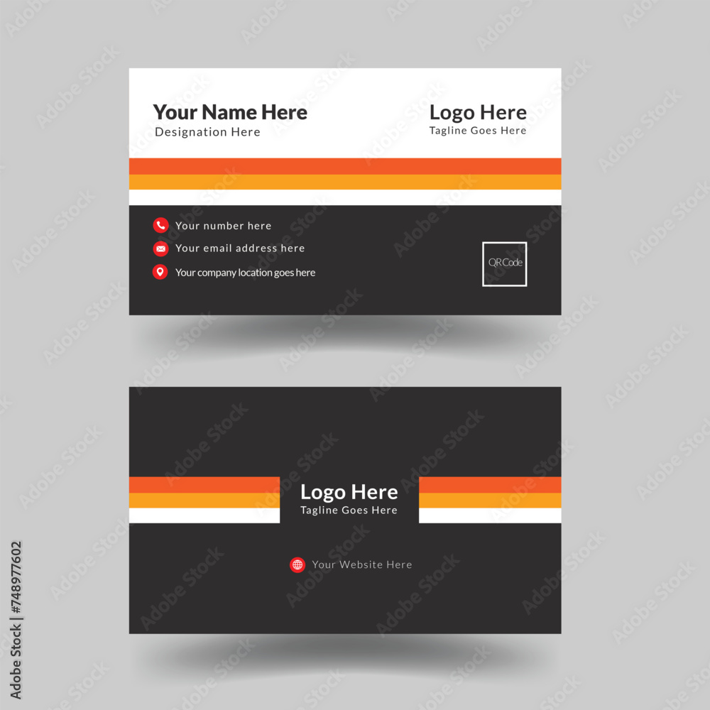 Double-sided modern simple luxury clean style professional creative and clean business card design template with yellow and dark black color. Double-sided modern simple luxury clean style professional creative and clean business card design template with yellow and dark black color.