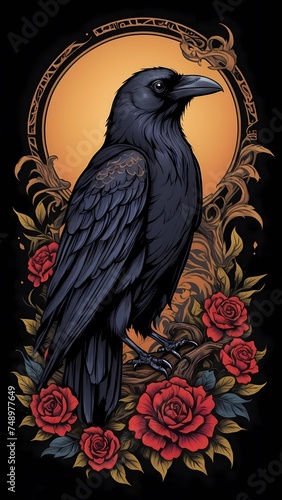  vector artwork tattoo design a fier raven