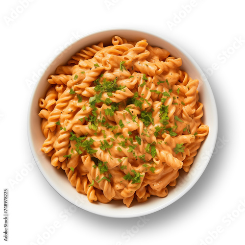 creamy pasta in a bowl isolated on transparent or white background, png